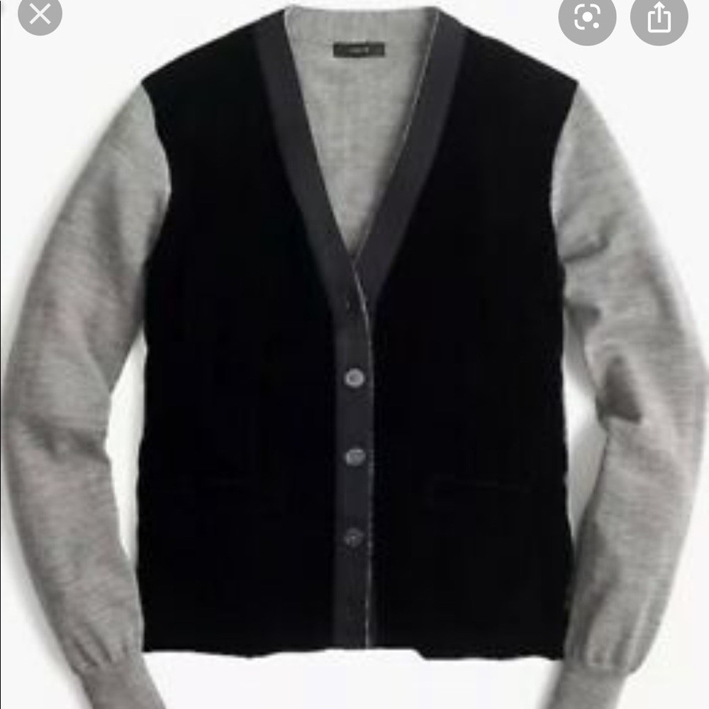 J Crew wool and velvet Harlow Cardigan